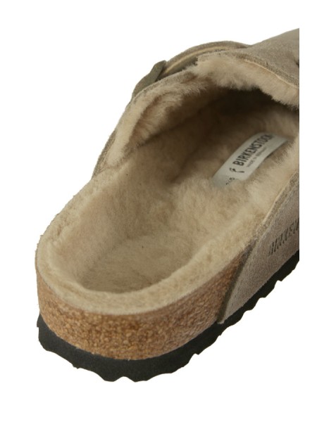 Scarpa Birkenstock Boston con Pelliccia Taupe